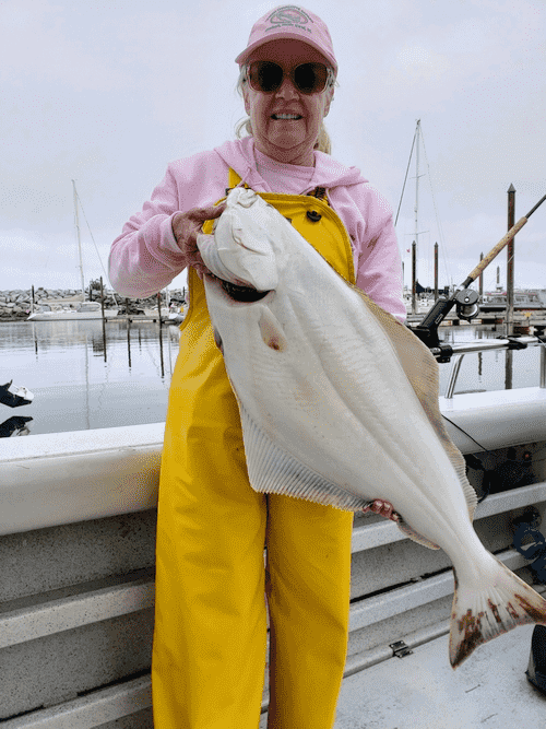 Joyce with halibut