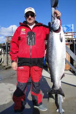 Stu with salmon catch