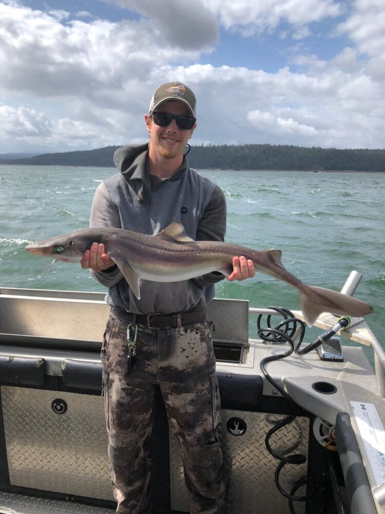 Captain Nathan holding a spiny dogfish